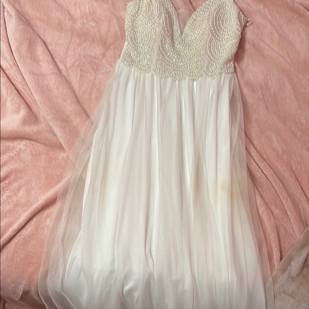 Trixxi White Prom Dress with Beaded Bodice